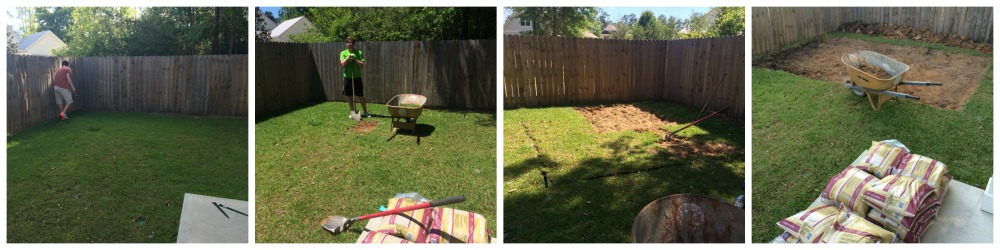 DIY paver patio, digging sod multiple pictures