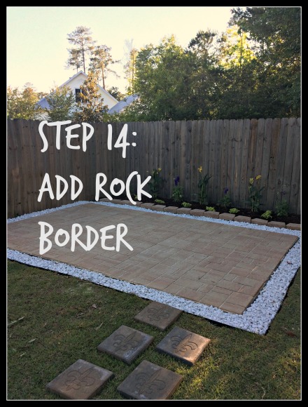 DIY paver patio, step 14, add rock border