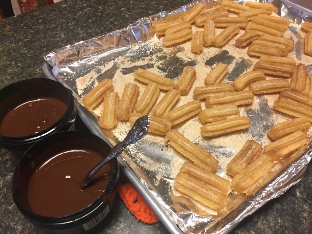 churros con chocolate for fiesta shower
